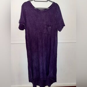 LULAROE (LLR-D0096) SIZE XL WOMENS SHORT-SLEEVE, SLIGHT HI-LO HEM PRPL ACID WASH